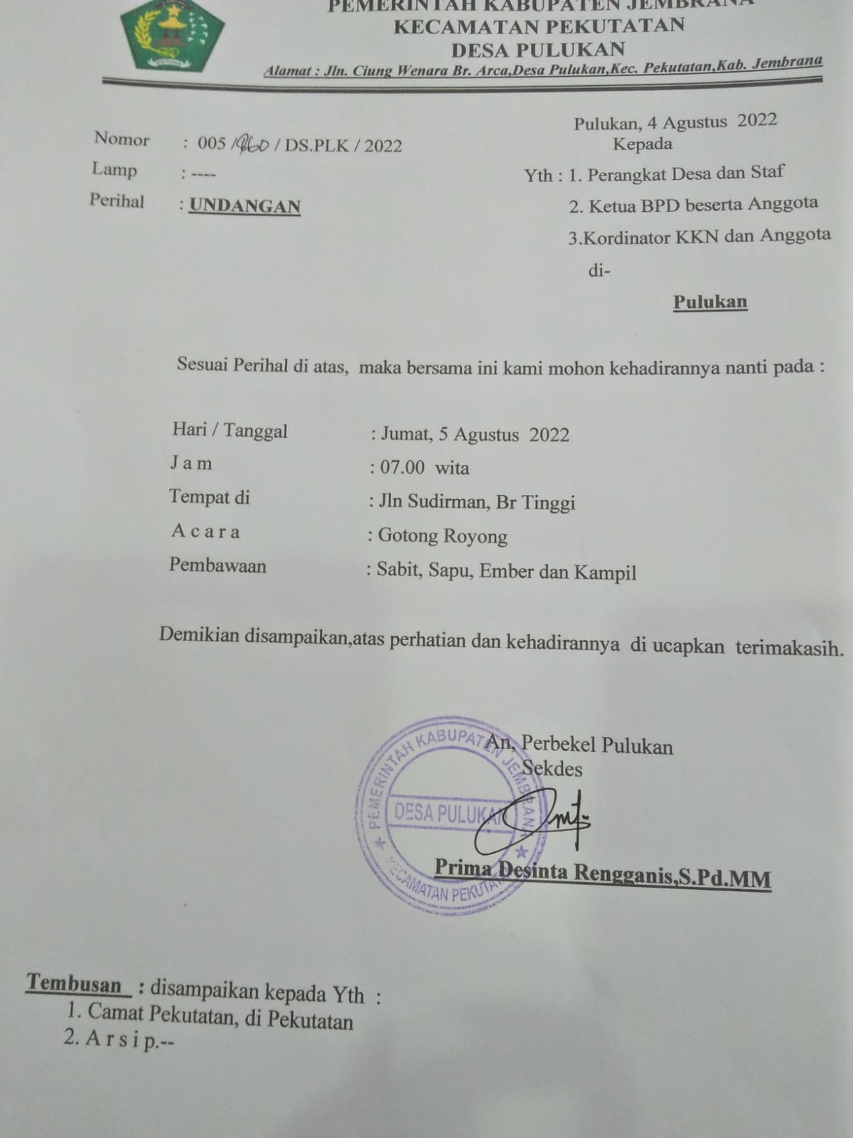 Surat Gotor 5 Agustus 2022